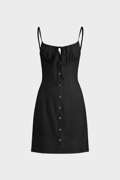 Women's Summer Strappy Dress with Button Placket