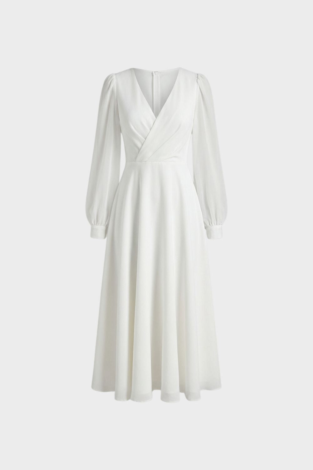 Women's V-Neck Long Sleeve Midi Dress