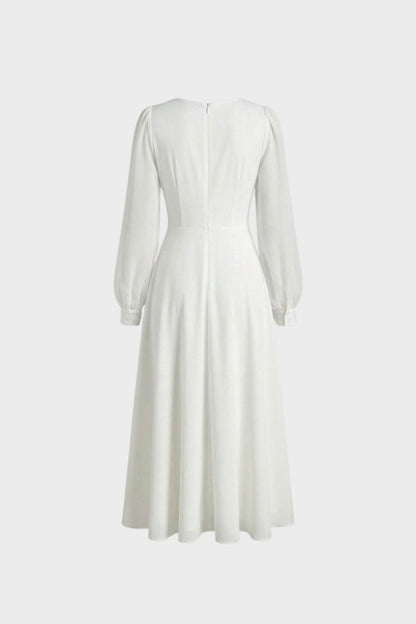 Women's V-Neck Long Sleeve Midi Dress
