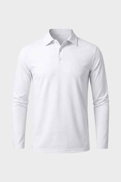 Men's Long Sleeve Polo Shirt with Buttons