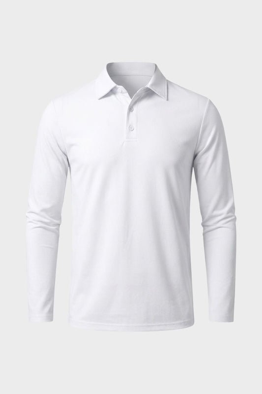Men's Long Sleeve Polo Shirt with Buttons