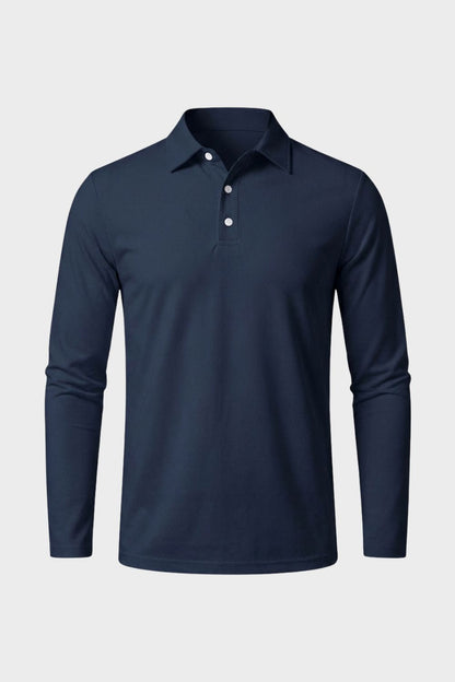 Men's Long Sleeve Polo Shirt with Buttons