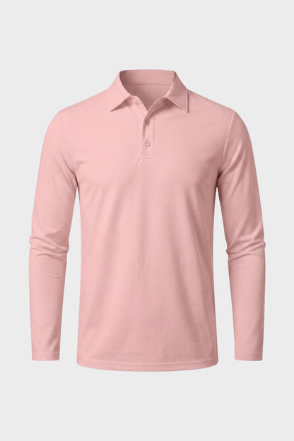 Men's Long Sleeve Polo Shirt with Buttons