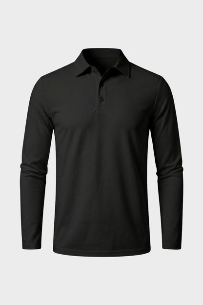 Men's Long Sleeve Polo Shirt with Buttons