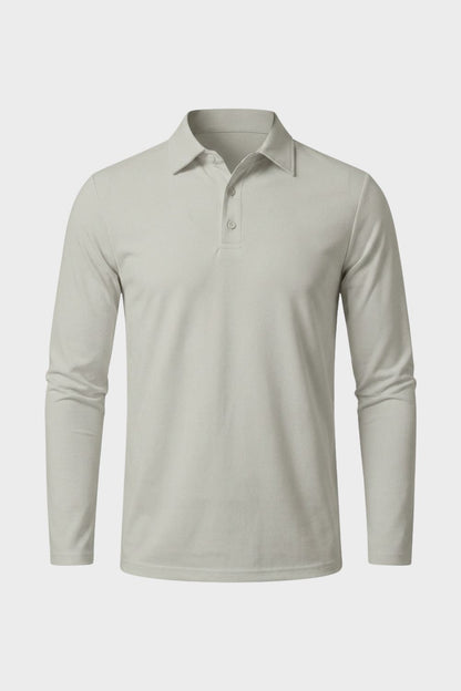Men's Long Sleeve Polo Shirt with Buttons