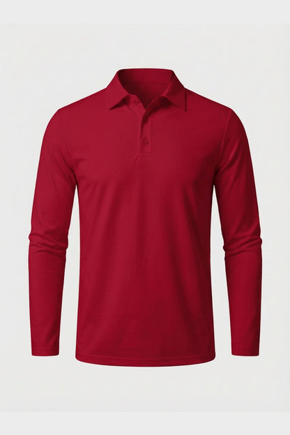 Men's Long Sleeve Polo Shirt with Buttons
