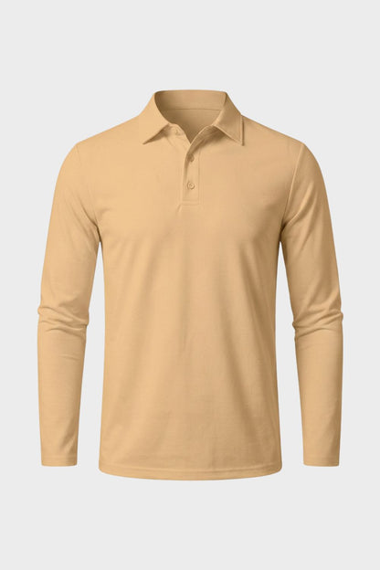 Men's Long Sleeve Polo Shirt with Buttons
