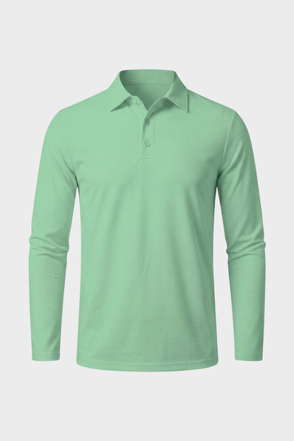 Men's Long Sleeve Polo Shirt with Buttons