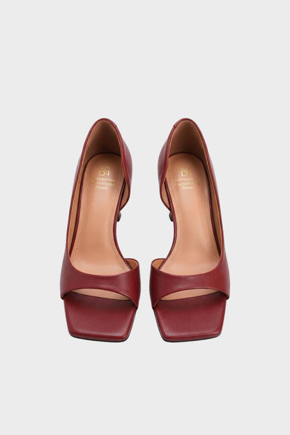 Women's Square Toe Leather High Heels