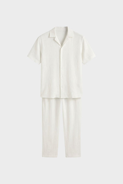 Men's Cotton Pyjama Set with Short Sleeve Top
