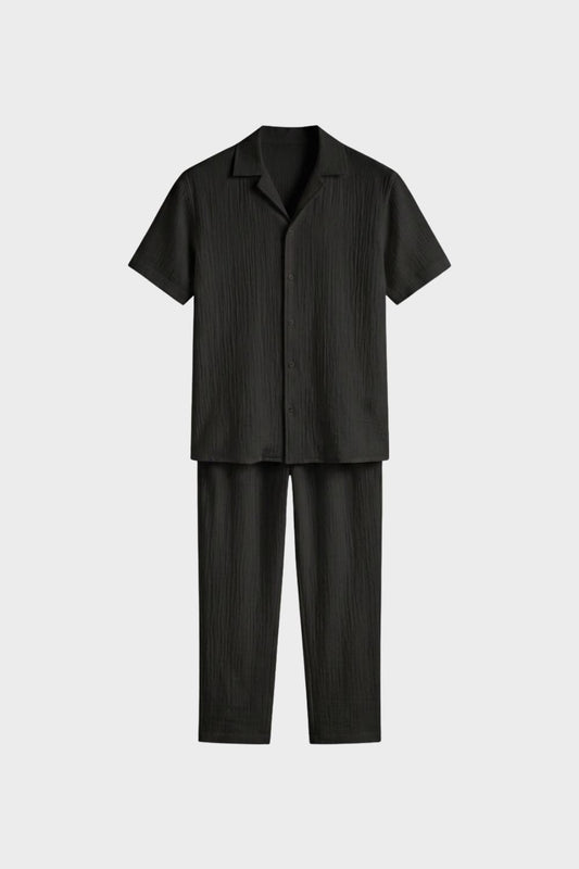 Men's Cotton Pyjama Set with Short Sleeve Top