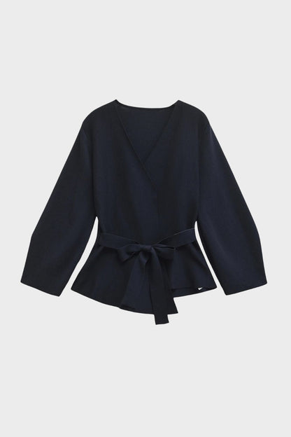 Women's V-Neck Wrap Blouse with Belt