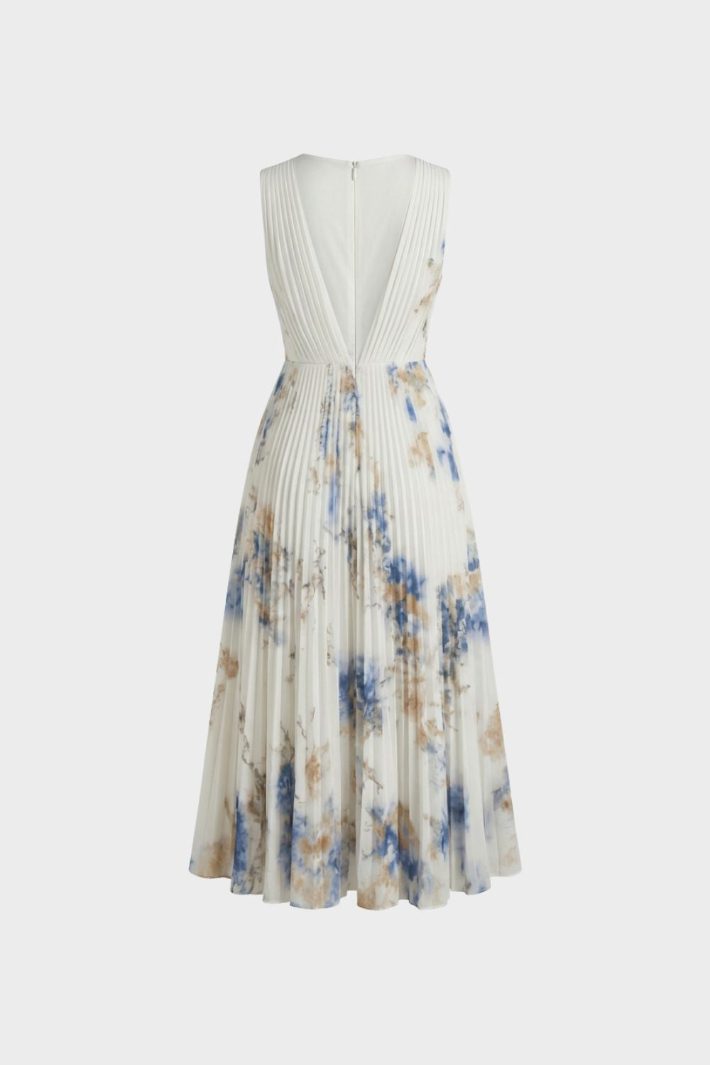 Women's V-Neck Midi Dress with Pleats