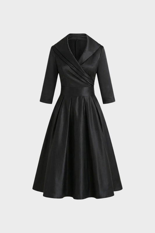 Women's A-Line Wrap Dress with 3/4 Sleeves
