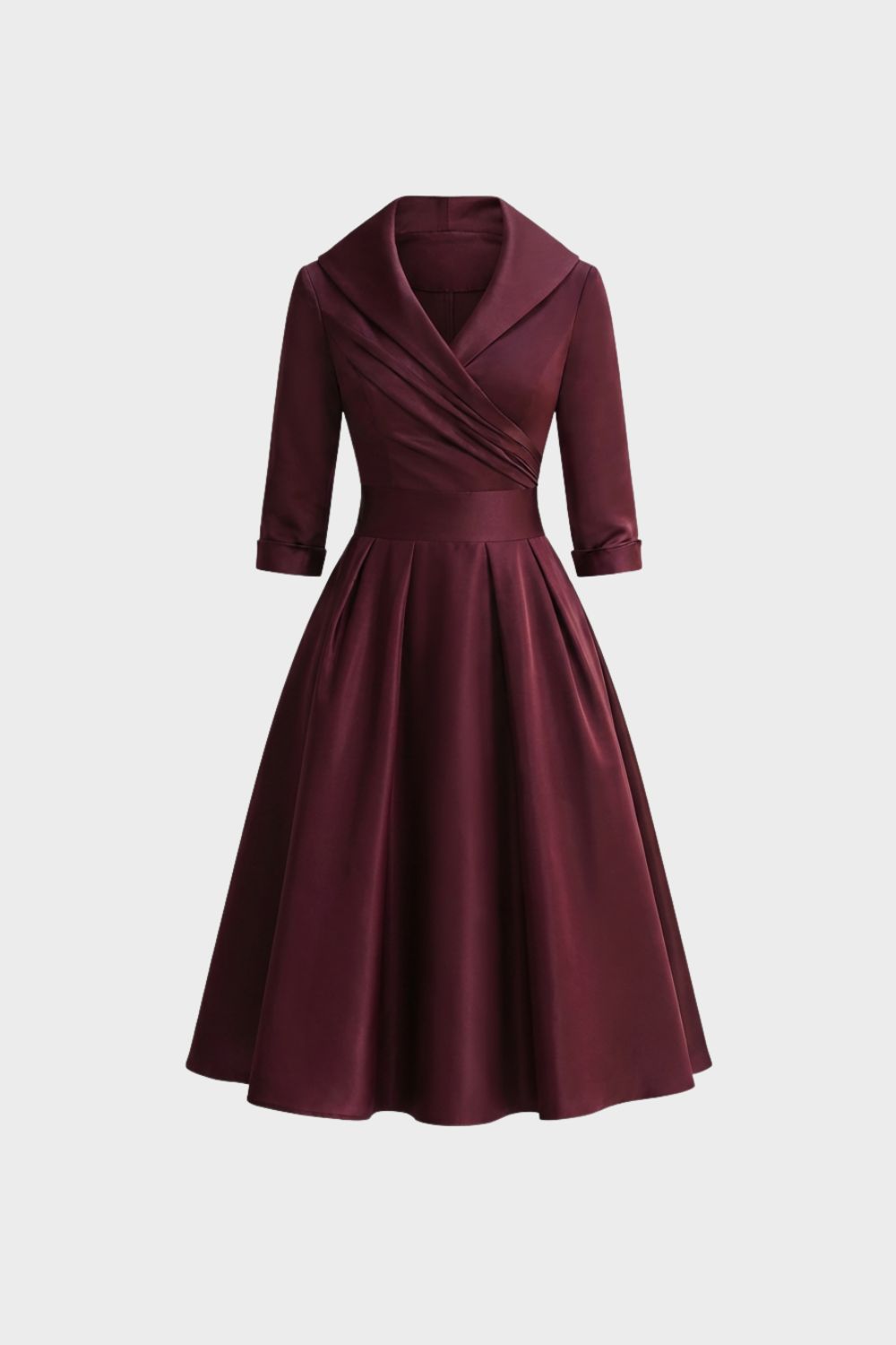 Women's A-Line Wrap Dress with 3/4 Sleeves