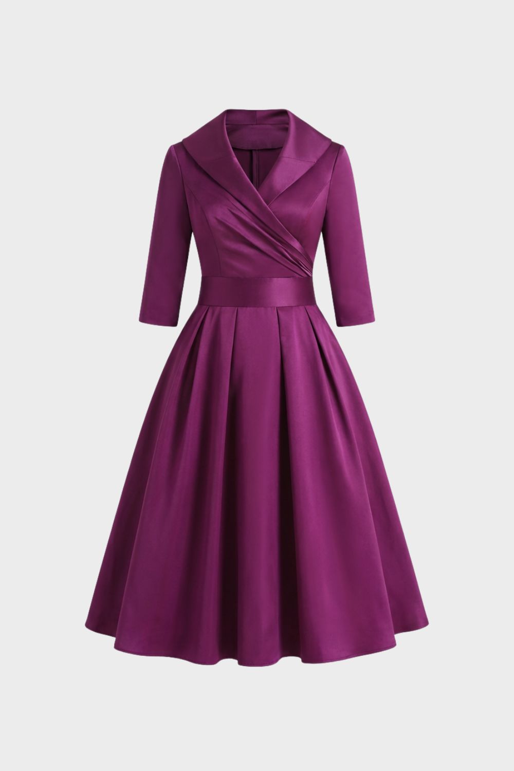 Women's A-Line Wrap Dress with 3/4 Sleeves