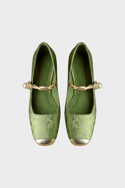 Women's Pearl Strap Mary Jane Ballet Flats