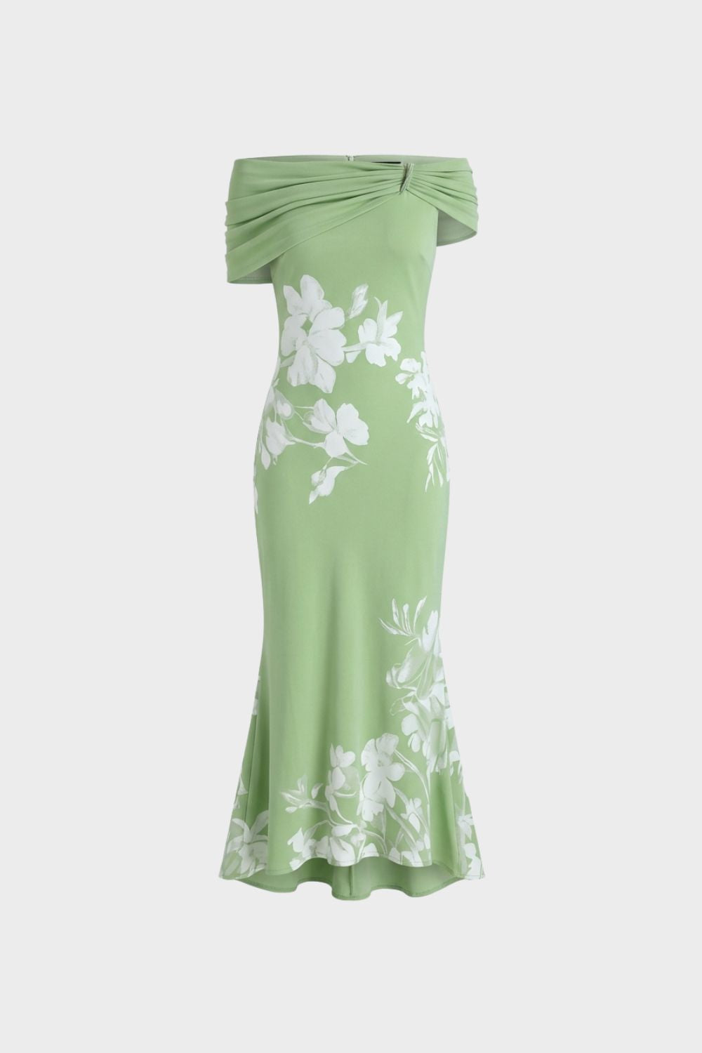Women's Floral Print Off-Shoulder Maxi Dress – Figure-Hugging