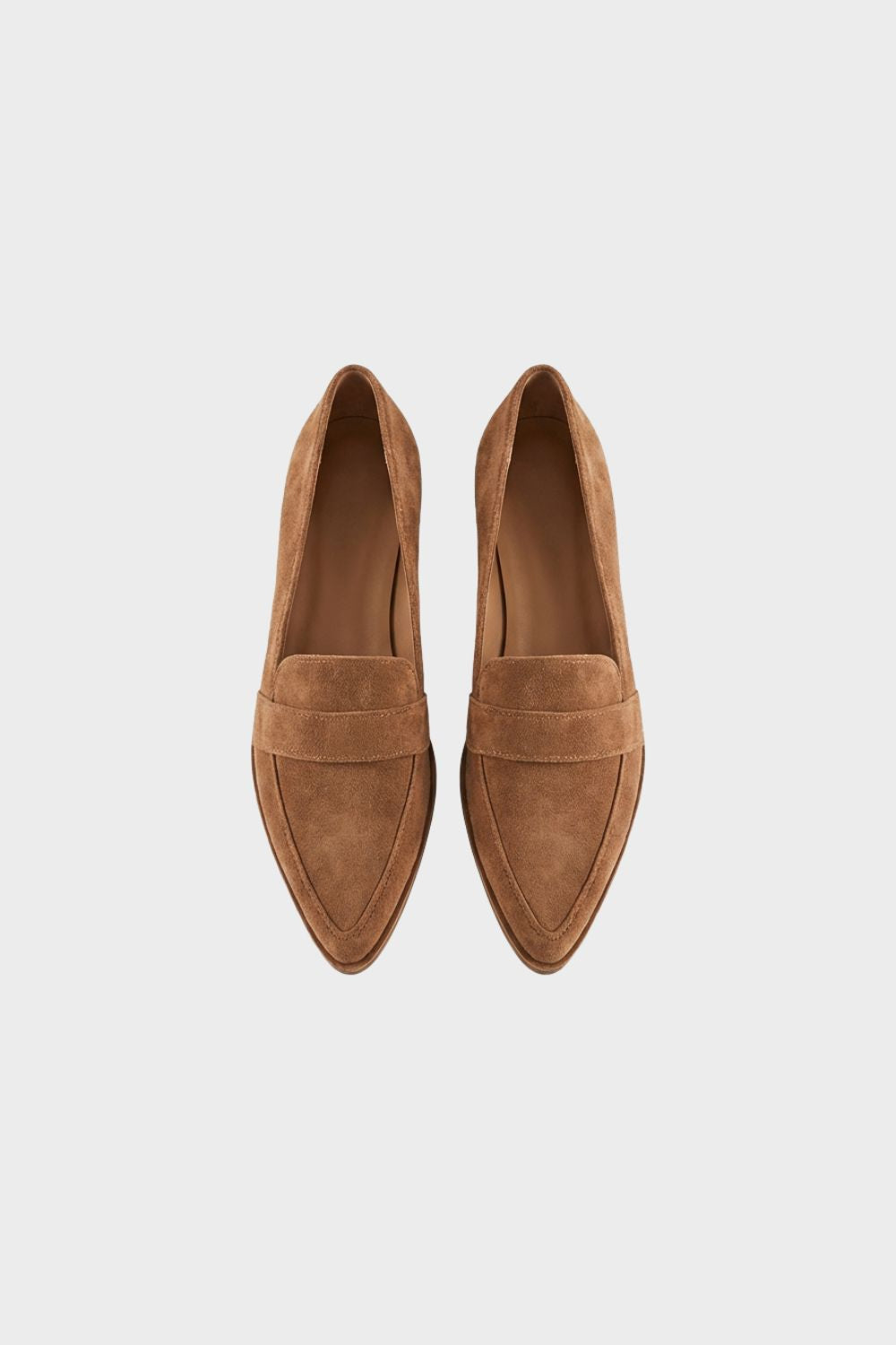 Brown Suede Pointed Loafers for Women