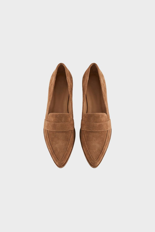 Brown Suede Pointed Loafers for Women