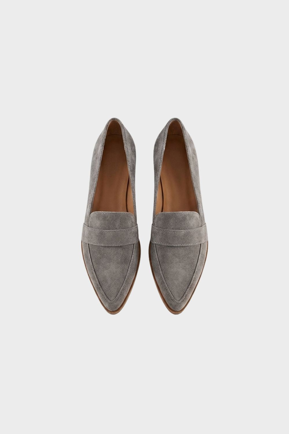 Brown Suede Pointed Loafers for Women