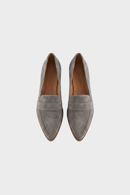 Brown Suede Pointed Loafers for Women