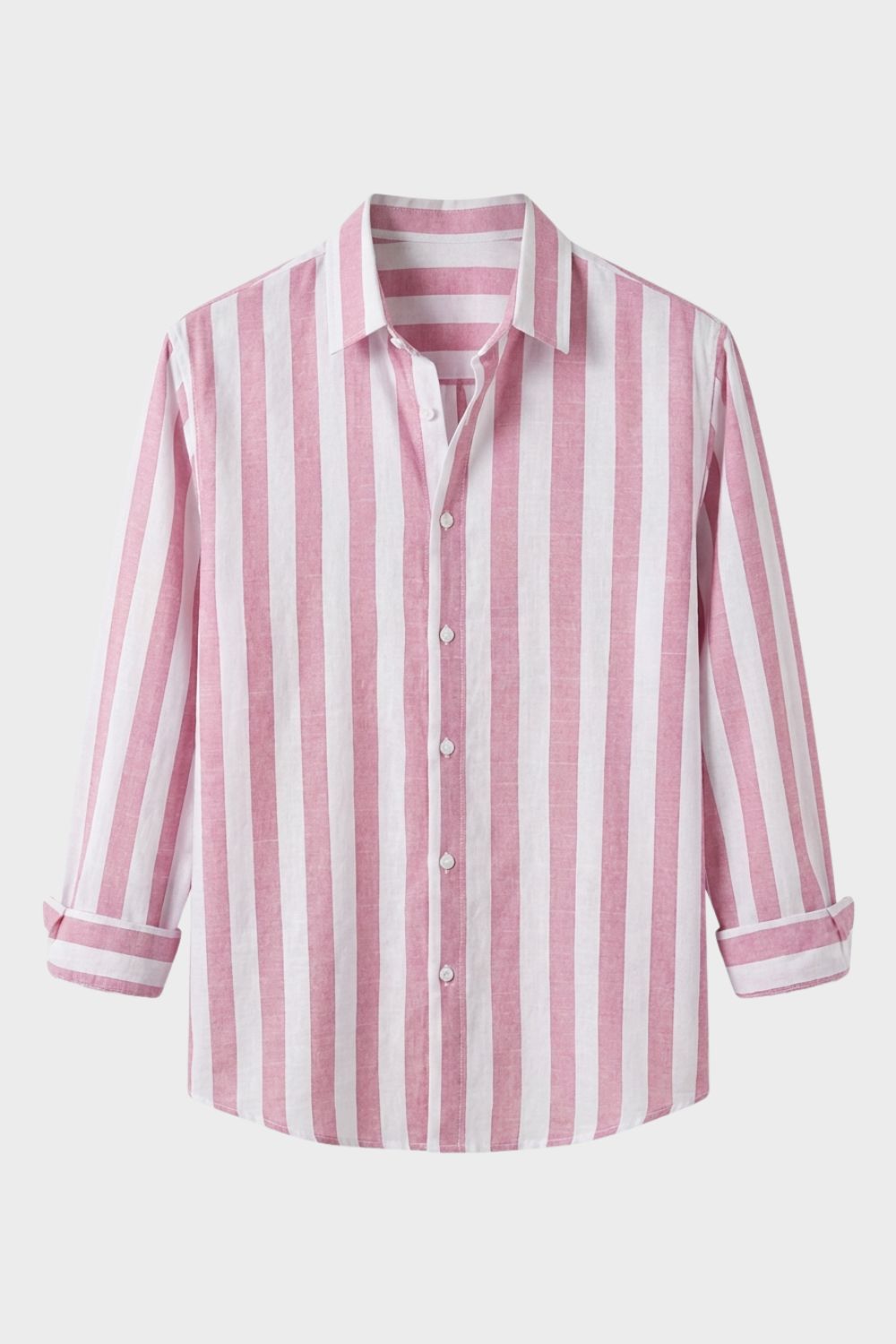 Men's Striped Long Sleeve Shirt with Kent Collar