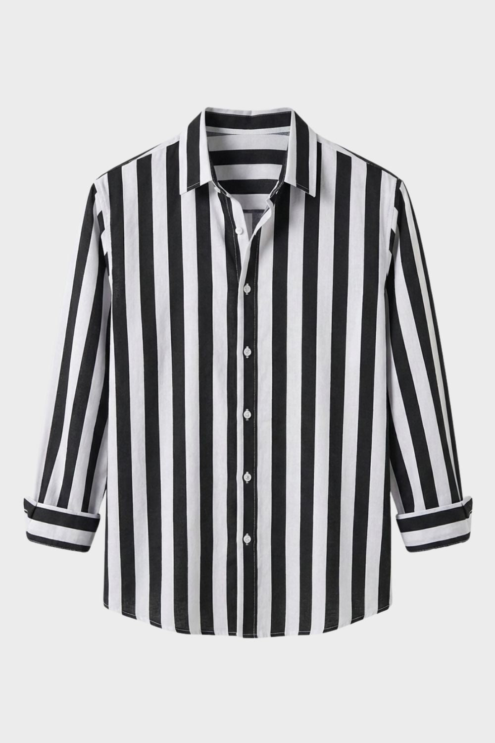 Men's Striped Long Sleeve Shirt with Kent Collar