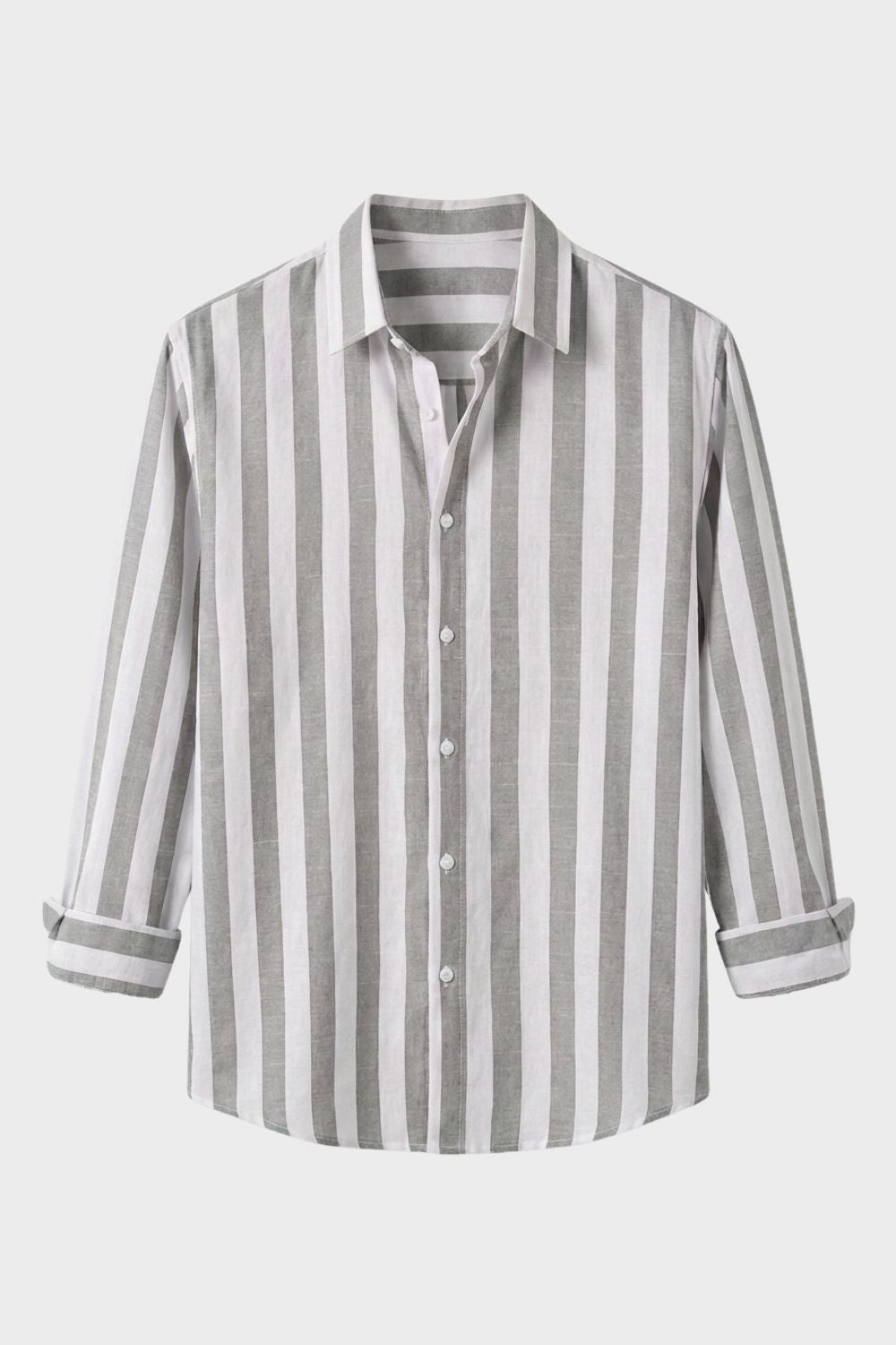 Men's Striped Long Sleeve Shirt with Kent Collar