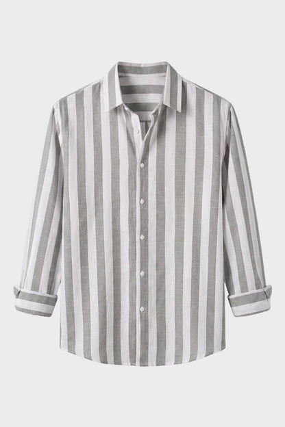 Men's Striped Long Sleeve Shirt with Kent Collar
