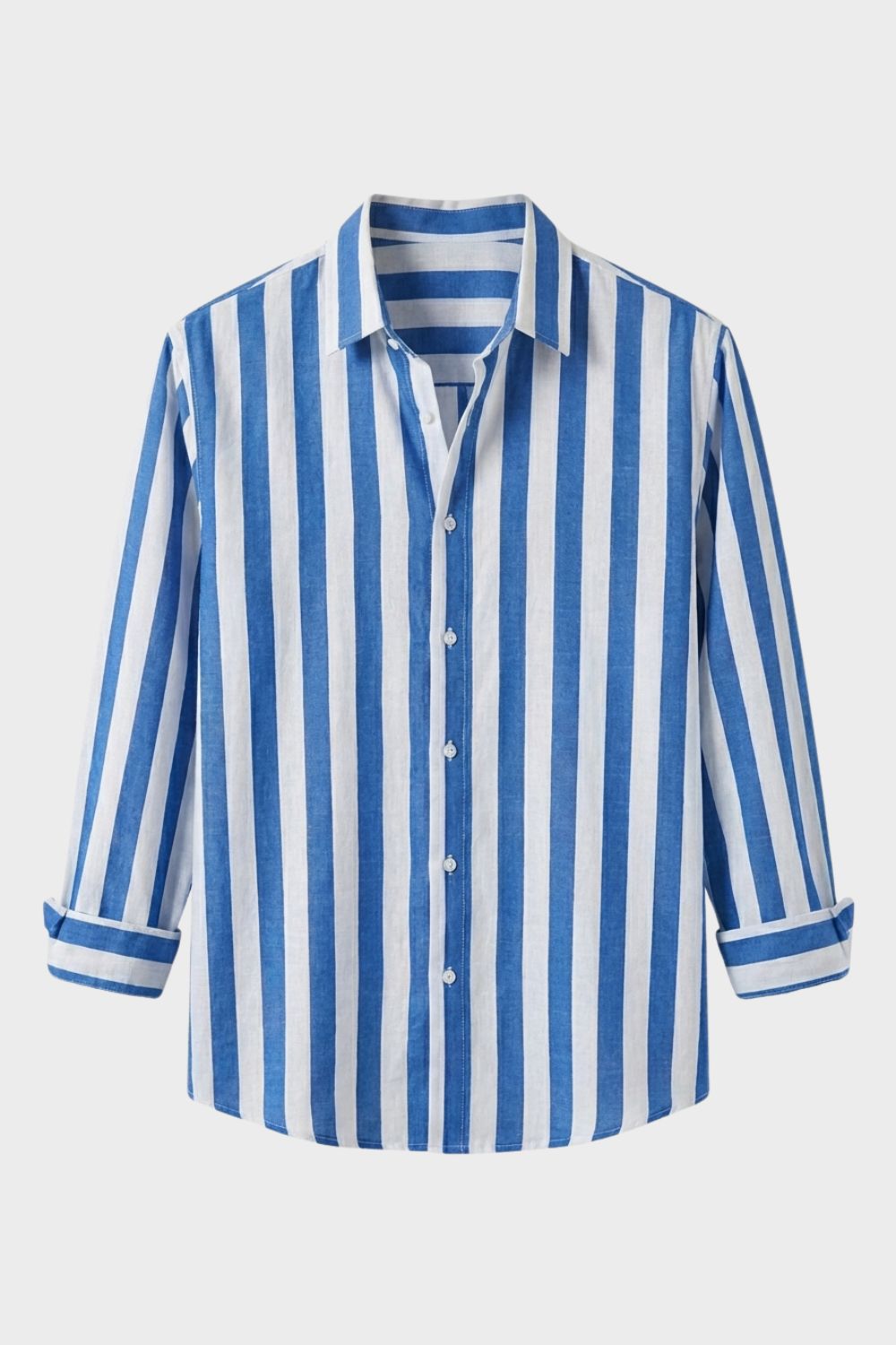 Men's Striped Long Sleeve Shirt with Kent Collar