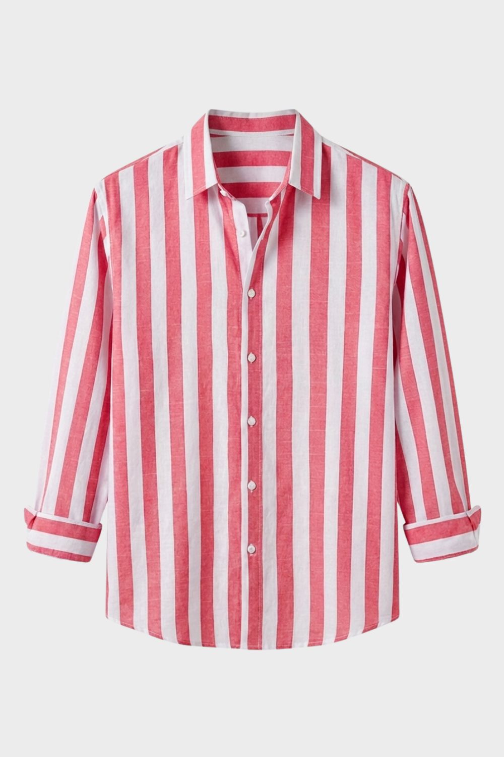 Men's Striped Long Sleeve Shirt with Kent Collar