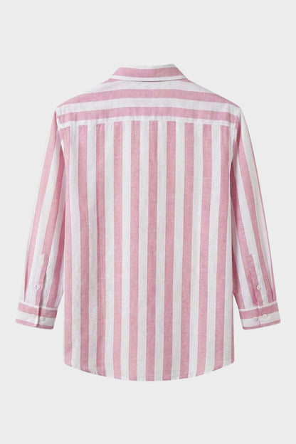 Men's Striped Long Sleeve Shirt with Kent Collar