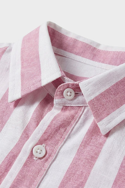 Men's Striped Long Sleeve Shirt with Kent Collar