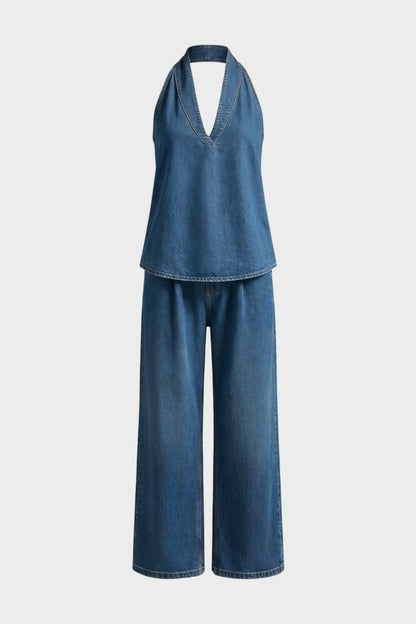 Women's Sleeveless V Neck Wide Leg Jumpsuit | Casual Style