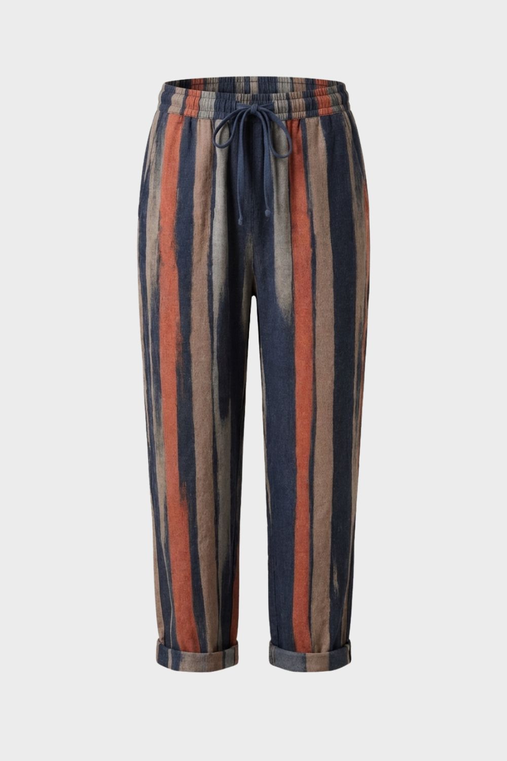 Women's Loose Fit Drawstring Pants | Striped Pattern
