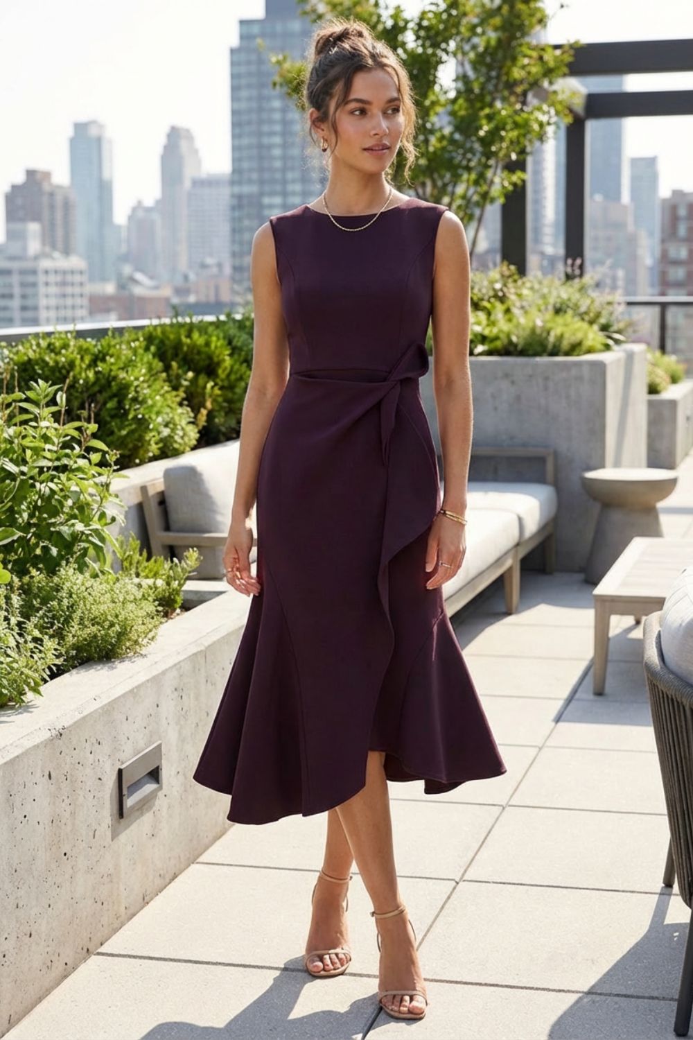 Women's Sleeveless Midi Dress | Draped