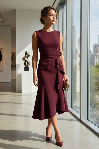 Women's Sleeveless Midi Dress | Draped