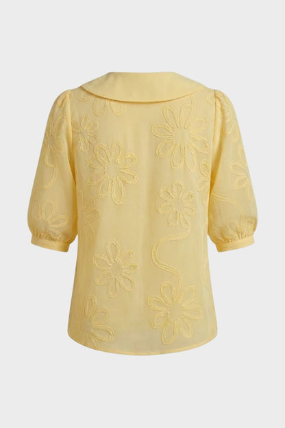 Women's Embroidered Floral Loose Fit Blouse | Round Neck