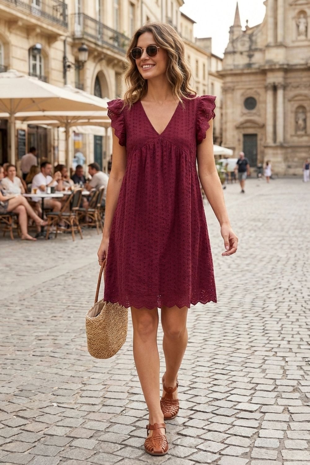 Women's V Neck Cap Sleeve | Mini Dress