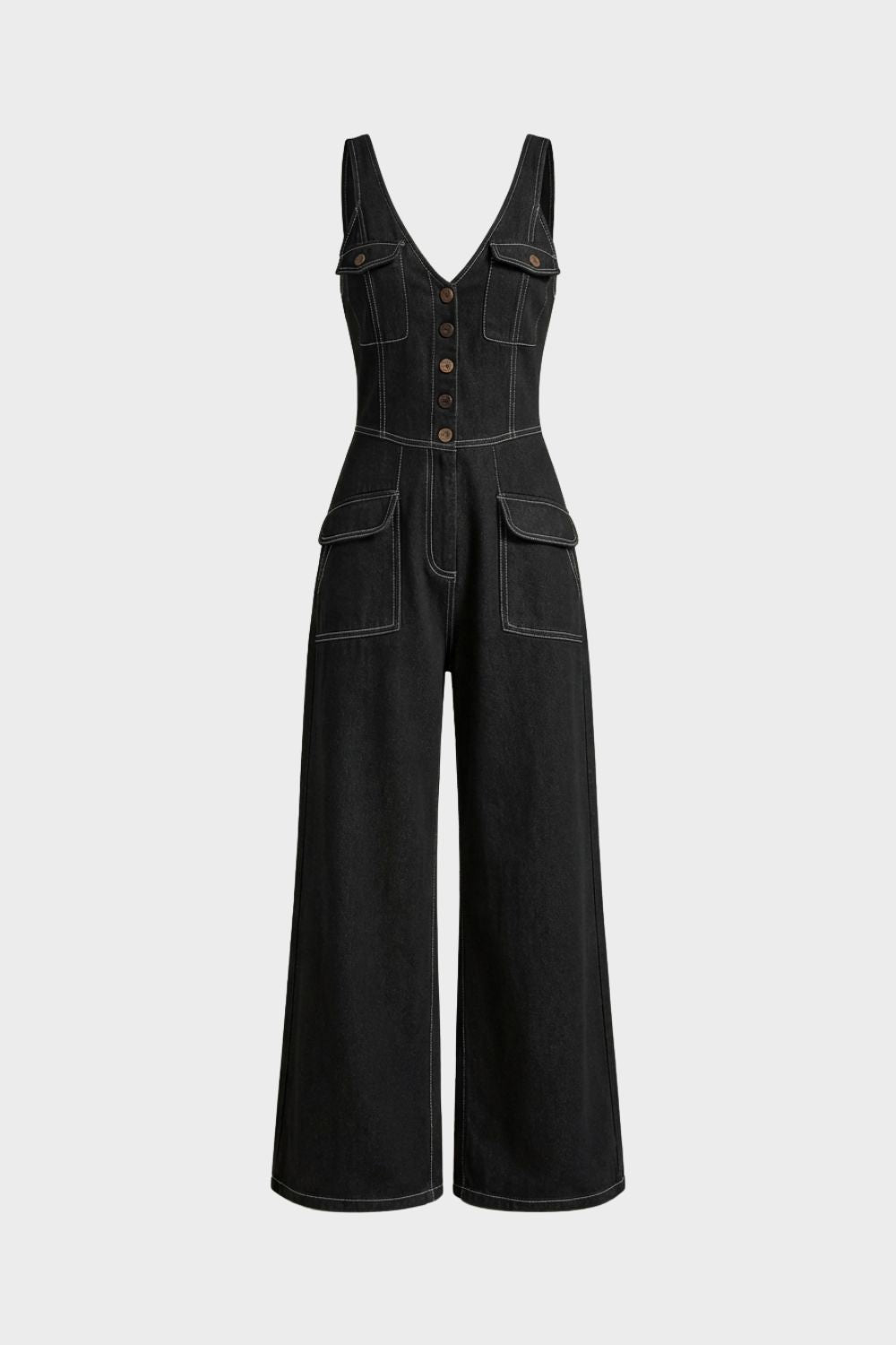 Women's Denim Jumpsuit | Wide-Leg