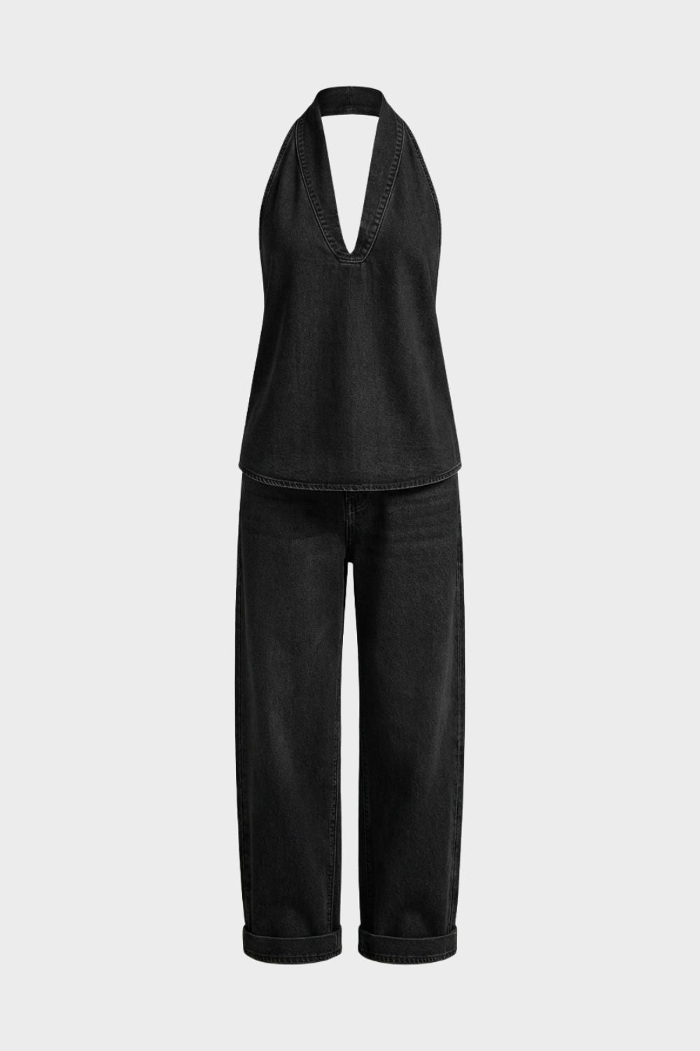 Women's Sleeveless V Neck Wide Leg Jumpsuit | Casual Style