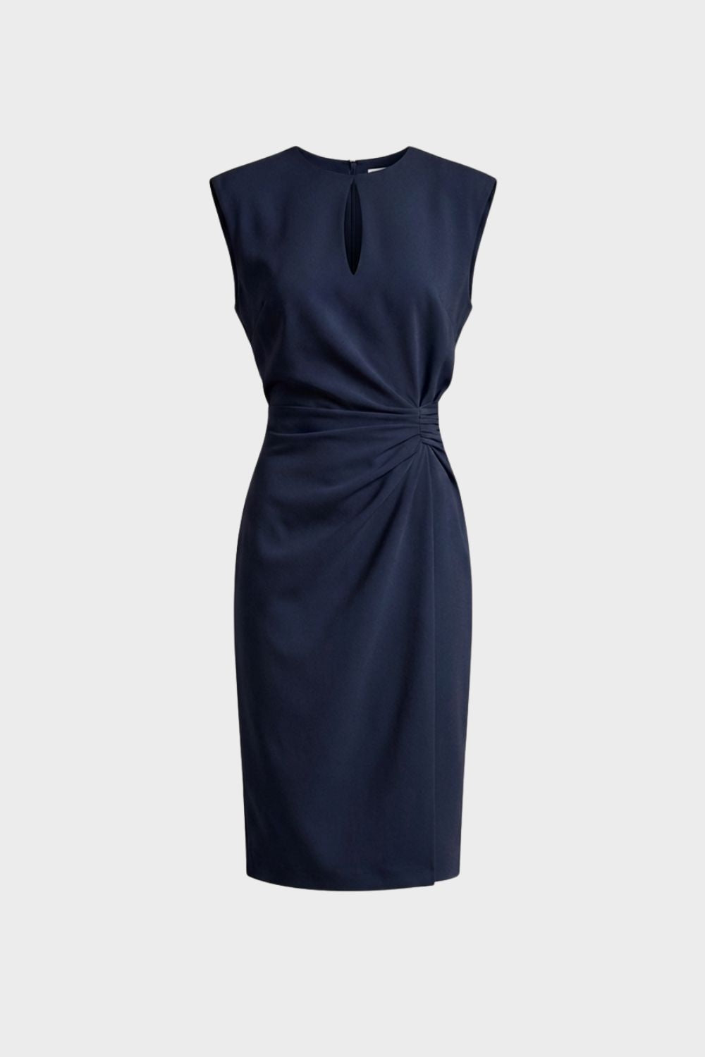 Women's Sleeveless Keyhole Neck Midi Dress | Ruched Detail