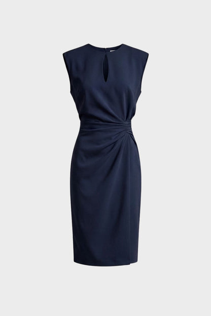 Women's Sleeveless Keyhole Neck Midi Dress | Ruched Detail