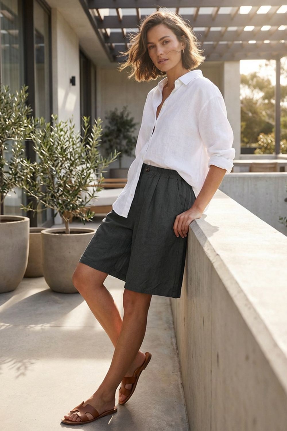 Women's Loose Fit Mid Waist Shorts | Wide Leg