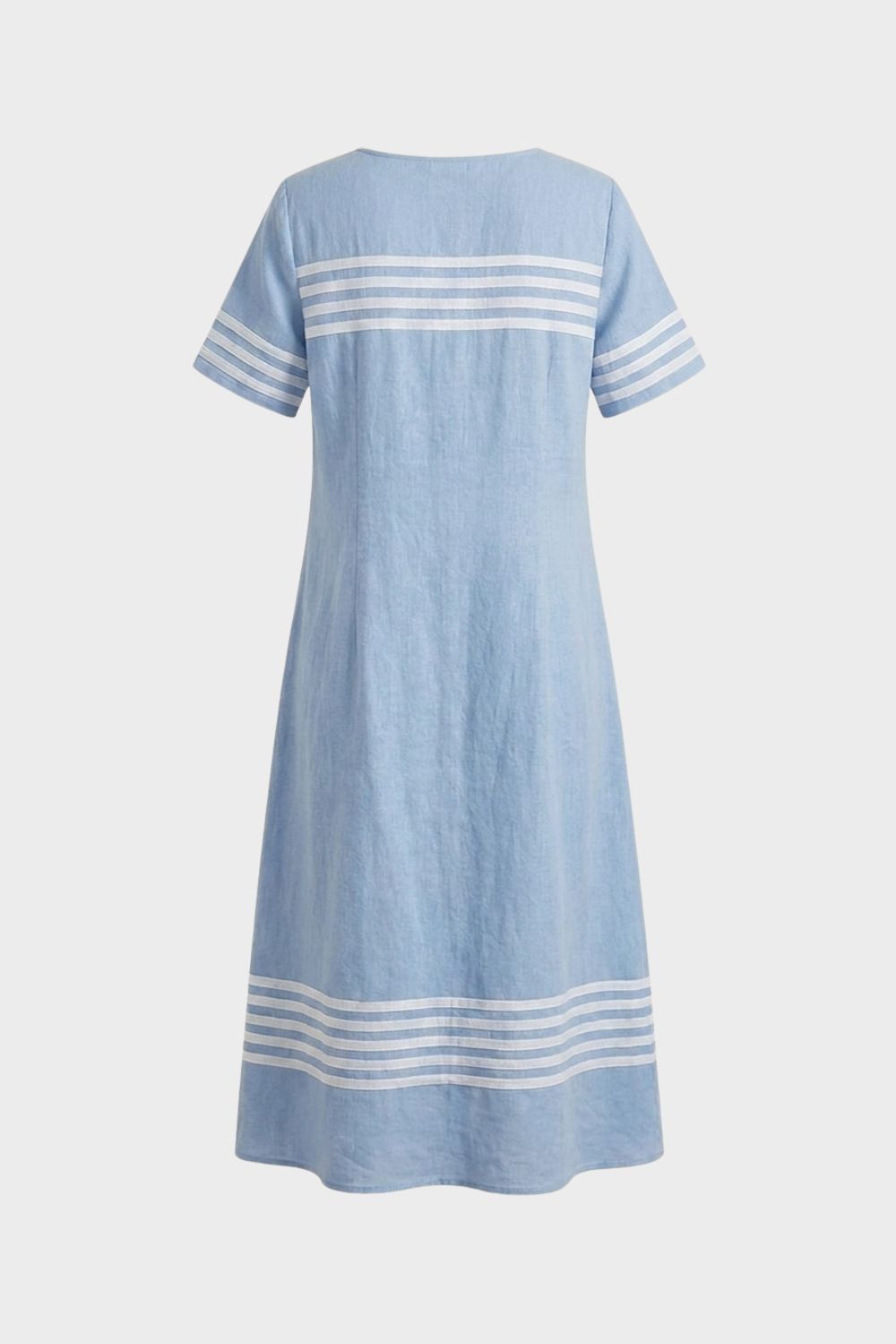 Women's Short Sleeve Round Neck Button Dress | Midi