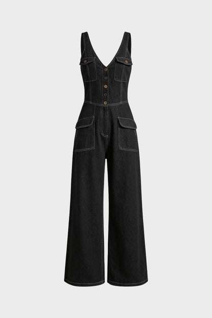 Women's Casual Jumpsuit With Wide-leg Pants