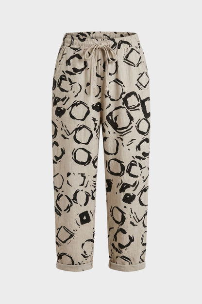 Women's Loose Fit Drawstring Pants | Striped Pattern