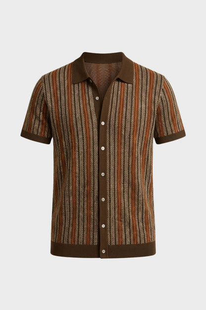 Men's Vertical Stripe Button Front Spread Collar Casual Shirt | Stripe Pattern