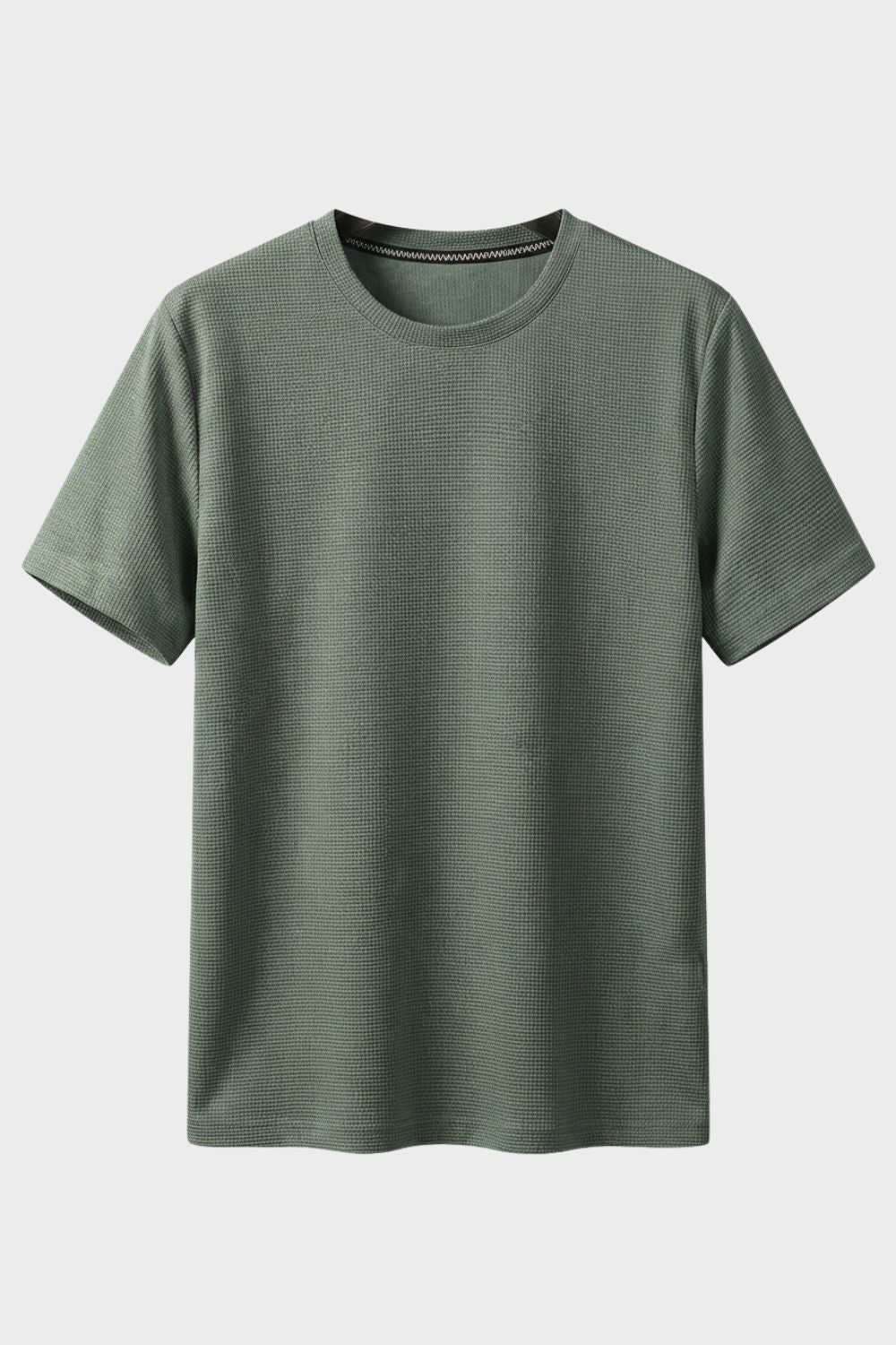 Men's Waffle Texture Crew Neck Casual Shirt | Short Sleeve